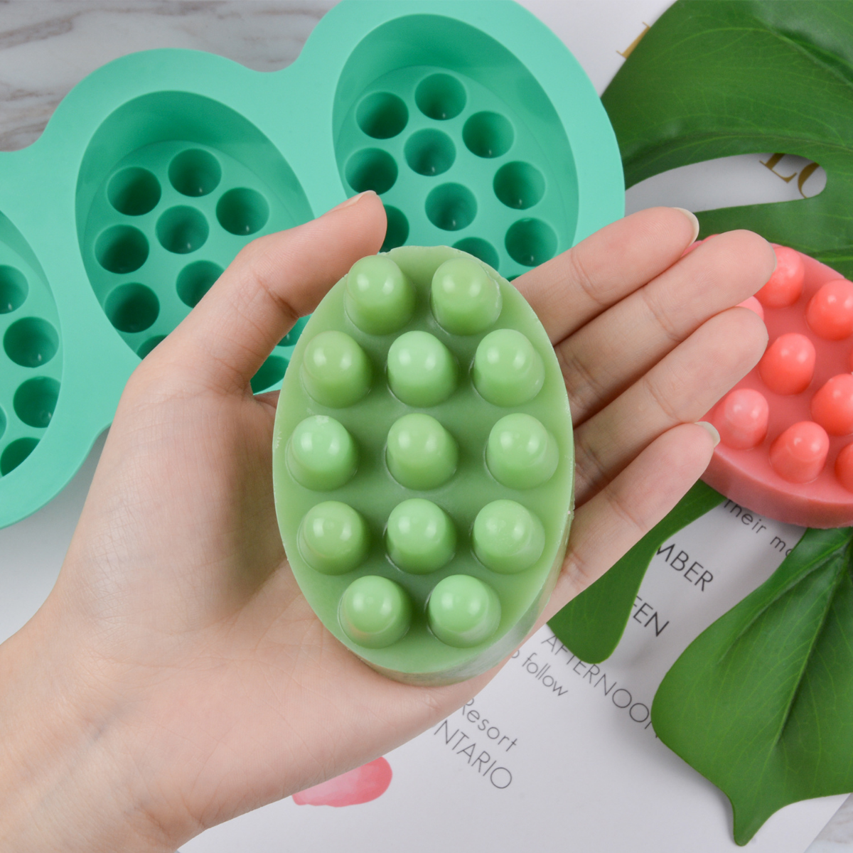 Soap Making Accessories - 4 Hole Oval Massage Soap Silicone