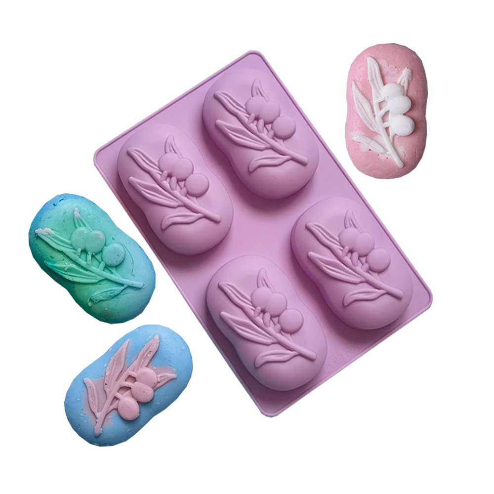 4 Cavities Oval Olive Tree Sil - Soap Making Accessories のレビューと価格