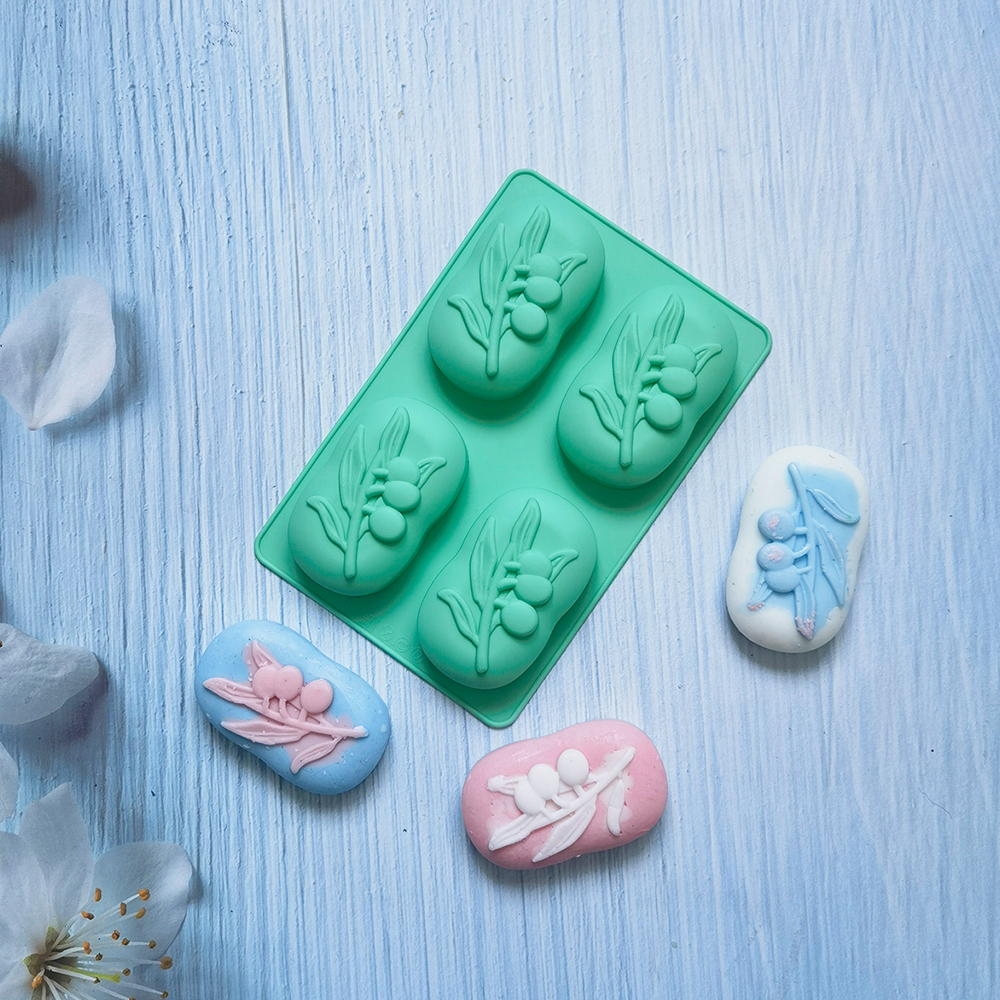 4 Cavities Oval Olive Tree Sil - Soap Making Accessories のレビューと価格