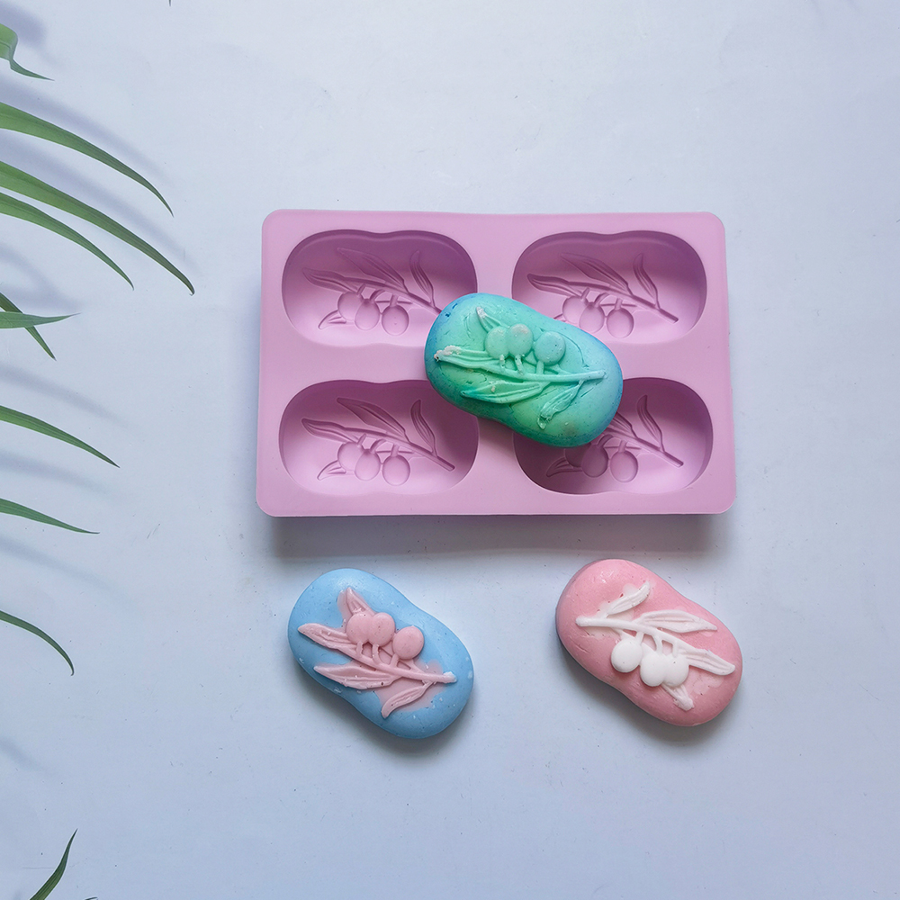 4 Cavities Oval Olive Tree Sil - Soap Making Accessories のレビューと価格