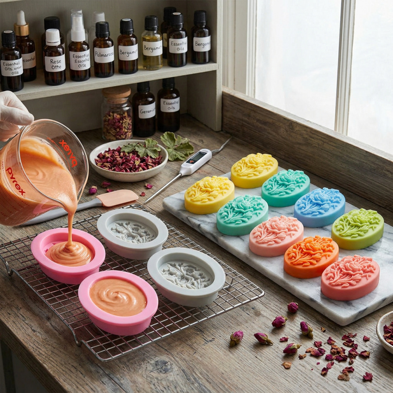 4 Silicone mold with flower sh - Soap Making Kit のレビューと価格