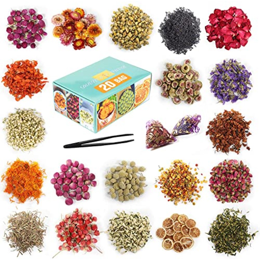20 Bags Dried Flowers, 100% Na - Soap Making Kit のレビューと価格